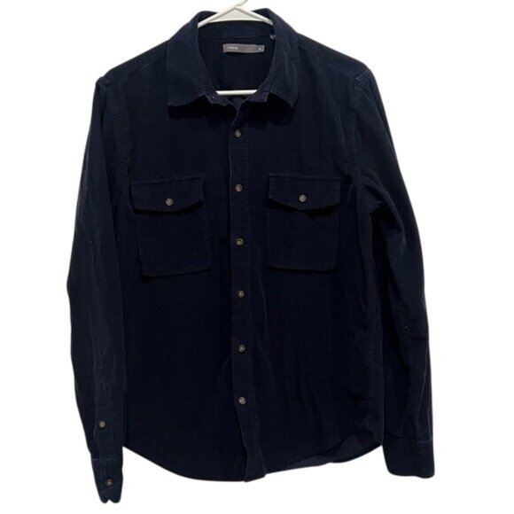 Vince Mens Black Corduroy Button-Up Shirt M - Picture 1 of 6
